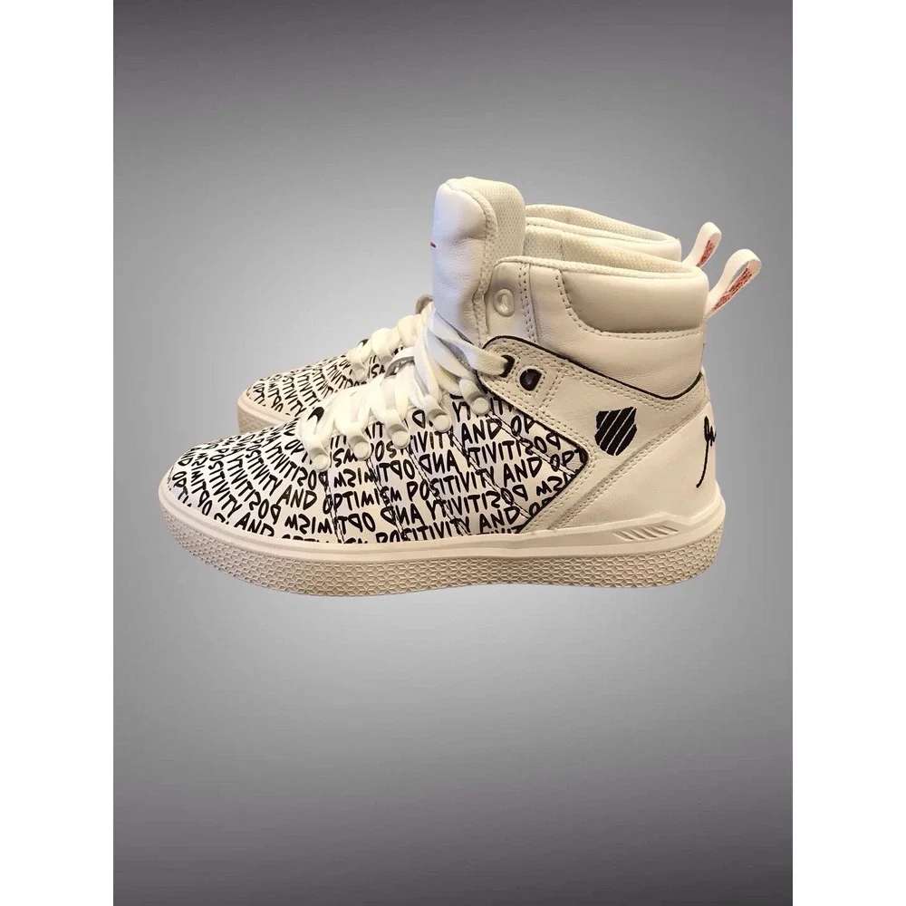 Women's K Swiss x Gary Vee 004 Mid White Black Positivity & Optimism Size‎ 9